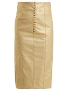 Hillier Bartley Metallic Buttoned Faux-leather Pencil Skirt