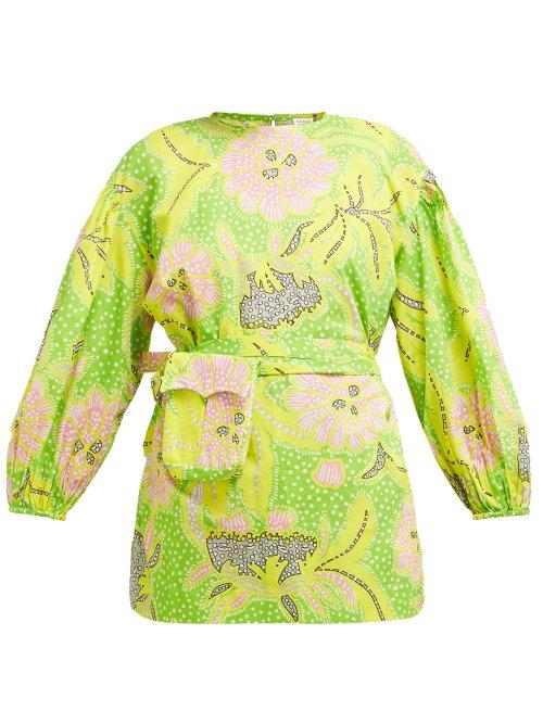 Matchesfashion.com Rhode Resort - Marli Botanical Print Cotton Dress - Womens - Green Print