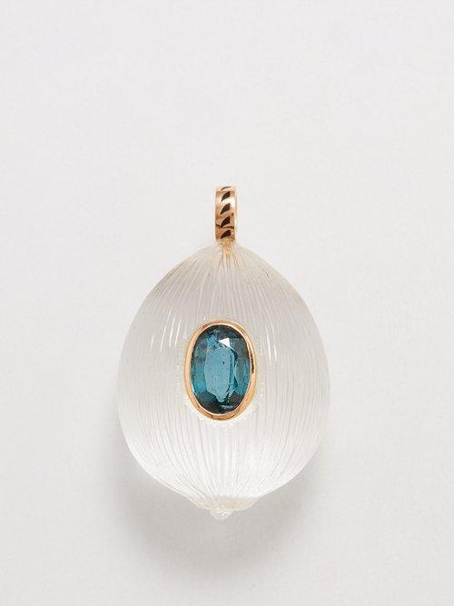Dezso - Coquito Crystal, Kyanite & 18kt Rose Gold Charm - Womens - Blue Multi
