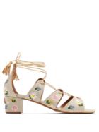 Tabitha Simmons Isadora Embroidered Linen Sandals