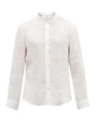 Matchesfashion.com Brunello Cucinelli - Stand-collar Linen-poplin Shirt - Mens - White