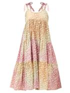 Matchesfashion.com Juliet Dunn - Snow-leopard Tie-dye Tiered Cotton Dress - Womens - Pink Print