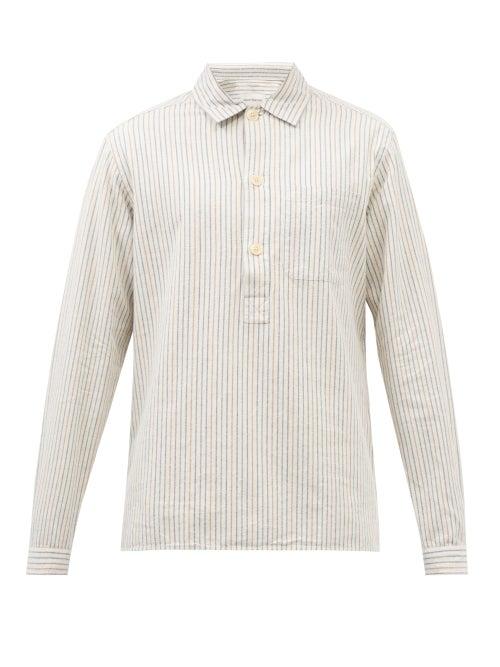 Oliver Spencer - Aria Striped Cotton-hopsack Shirt - Mens - White Multi