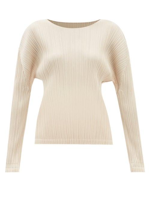 Pleats Please Issey Miyake - Technical-pleated Top - Womens - Cream