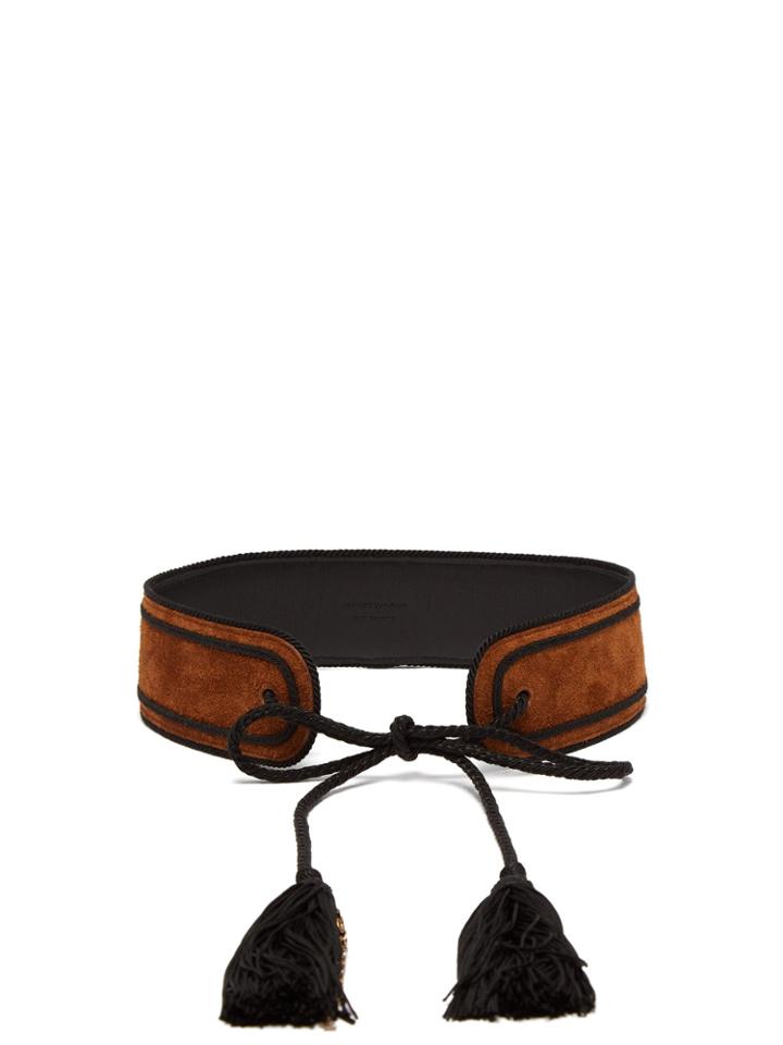 Saint Laurent Tassel-tie Suede Belt