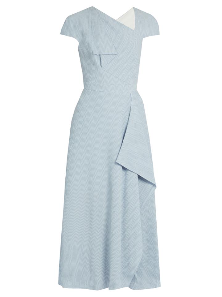 Roland Mouret Elliot Chevron-embroidered Crinkled-crepe Dress