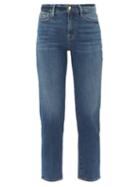 Matchesfashion.com Frame - Le Nouveau Straight Leg Cropped Jeans - Womens - Dark Blue