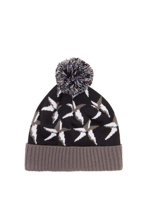 Matchesfashion.com Perfect Moment - Star Jacquard Wool Blend Hat - Womens - Black