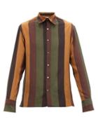 Matchesfashion.com 73 London - Striped Silk Chiffon Shirt - Mens - Brown Multi