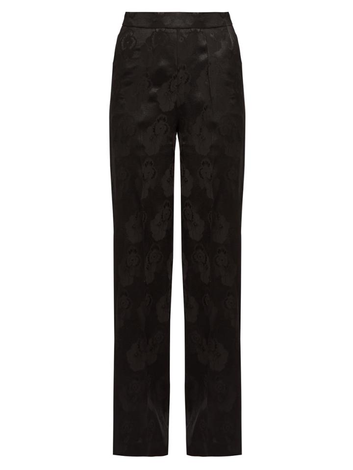 Etro Palazzo Poppy-jacquard Wide-leg Silk Trousers