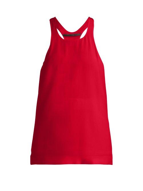 Matchesfashion.com Haider Ackermann - Scoop Neck Racer Back Silk Crepe Tank Top - Womens - Red