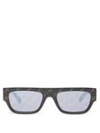 Matchesfashion.com Stella Mccartney - Logo Print Square Bio Acetate Sunglasses - Womens - Black Silver