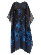 Matchesfashion.com Taller Marmo - Giardino Floral-jacquard Kaftan Dress - Womens - Black Blue