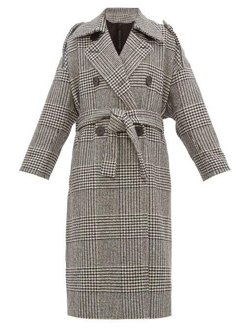 Matchesfashion.com Petar Petrov - Mila Double Breasted Checked Wool Coat - Womens - Black White