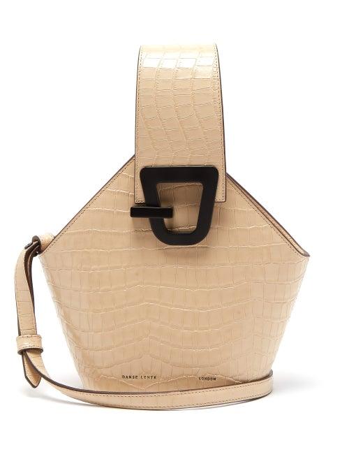 Matchesfashion.com Danse Lente - Johnny Mini Crocodile-effect Leather Bucket Bag - Womens - Beige