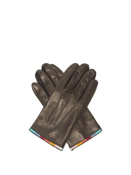 Paul Smith - Embroidered Leather Gloves - Mens - Black