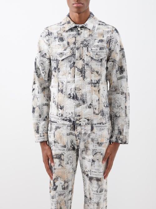 Aries - Santino Saint-jacquard Denim Jacket - Mens - Multi