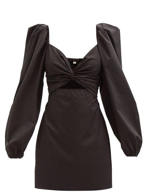 Johanna Ortiz - Tropicana Mantra Cotton-blend Poplin Mini Dress - Womens - Black