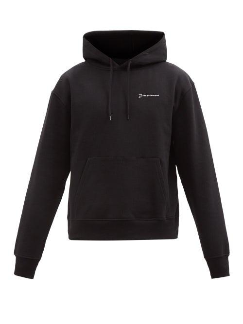 Jacquemus - Logo-embroidered Organic-cotton Hooded Sweatshirt - Mens - Black