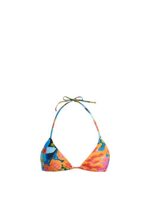 Matchesfashion.com Mara Hoffman - Rae Triangle Bikini Top - Womens - Blue Multi