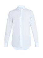 Matchesfashion.com Finamore 1925 - Slim Fit Cotton Poplin Shirt - Mens - Light Blue