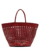 Matchesfashion.com Dragon Diffusion - Cannage Market Large Woven Leather Basket Bag - Womens - Burgundy