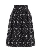 Matchesfashion.com Erdem - Reed Floral-embroidered Canvas Skirt - Womens - Black White