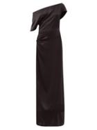Matchesfashion.com Art School - Off-the-shoulder Gathered Silk-satin Dress - Womens - Black