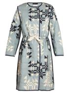 Matchesfashion.com Isabel Marant - Leist Geometric Print Tie Waist Coat - Womens - Light Blue