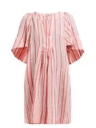 Matchesfashion.com Three Graces London - Prudence Striped Linen Blend Dress - Womens - Pink Stripe