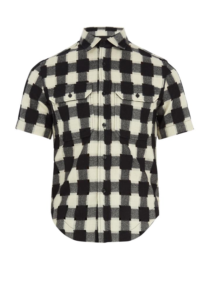 Raf Simons Shrunken-fit Gingham-wool Shirt