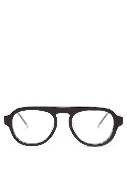 Matchesfashion.com Thom Browne - Aviator Frame Acetate Glasses - Mens - Black