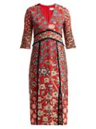 Matchesfashion.com Peter Pilotto - Floral Printed Jacquard Midi Dress - Womens - Red Multi
