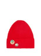 Matchesfashion.com Bella Freud - Pin-embellished Wool Beanie Hat - Womens - Red