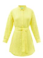 Ladies Beachwear Melissa Odabash - Marianne Belted Linen Shirt Dress - Womens - Yellow