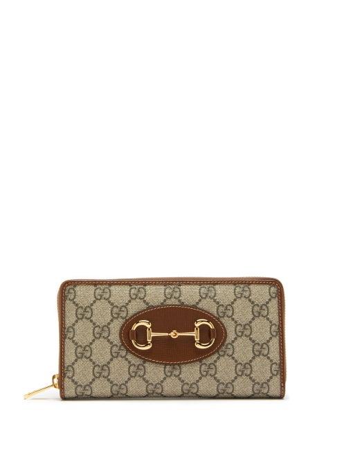 Matchesfashion.com Gucci - 1955 Horsebit Gg Supreme Canvas Wallet - Womens - Brown Multi