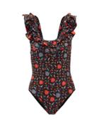 Matchesfashion.com Muzungu Sisters - Peony Ruffled Halcyon-print Swimsuit - Womens - Pink Print