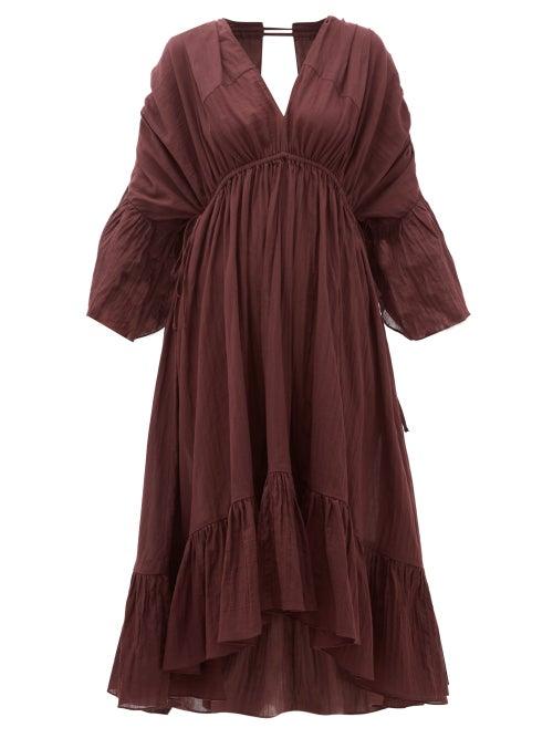 Matchesfashion.com Loup Charmant - Sunrise Open-back Organic-cotton Dress - Womens - Dark Purple