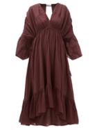 Matchesfashion.com Loup Charmant - Sunrise Open-back Organic-cotton Dress - Womens - Dark Purple