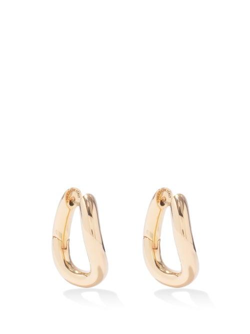 Balenciaga - Logo-engraved Hoop Earrings - Womens - Gold