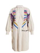 Matchesfashion.com Kilometre Paris - Santa Clara Embroidered Linen Shirtdress - Womens - Multi