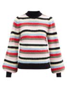 Matchesfashion.com Ganni - Striped Balloon-sleeve Wool-blend Sweater - Womens - Multi