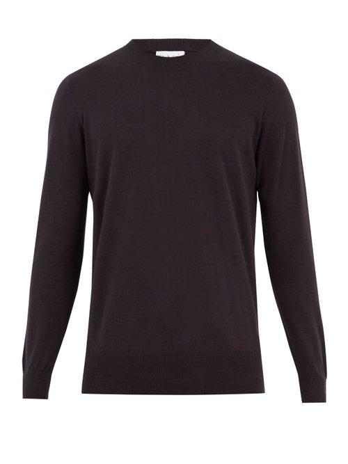 Matchesfashion.com Raey - Crew Neck Cotton Knit Sweater - Mens - Navy
