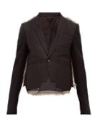 Matchesfashion.com Rick Owens - Single Breasted Cotton, Wool & Shearling Jacket - Mens - Black Grey