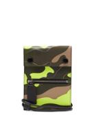 Matchesfashion.com Valentino - Neon Camouflage Leather And Canvas Neck Wallet - Mens - Green Multi