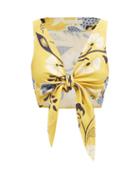Ladies Beachwear Cala De La Cruz - Lola Tie-front Floral-print Top - Womens - Yellow Print