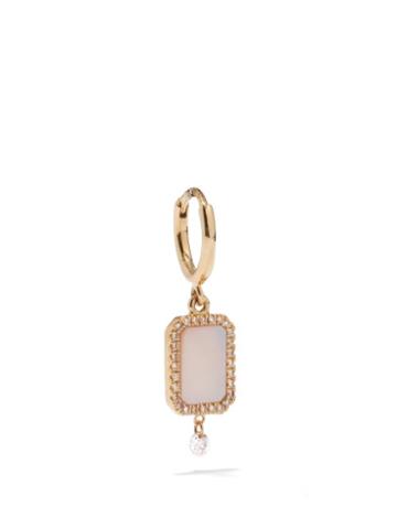 Persee - Octagon Diamond, Pearl & 18kt Gold Earring - Womens - Yellow Gold