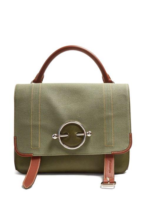 Matchesfashion.com Jw Anderson - Disc Leather And Canvas Satchel Bag - Womens - Khaki Multi