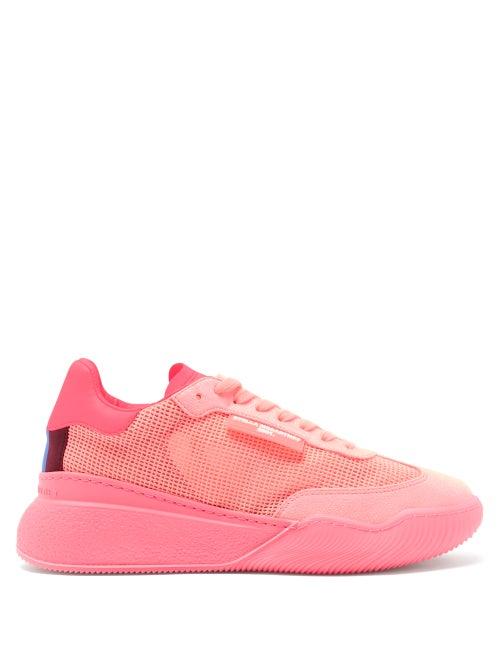 Matchesfashion.com Stella Mccartney - Loop Raised-sole Mesh Trainers - Womens - Fuchsia