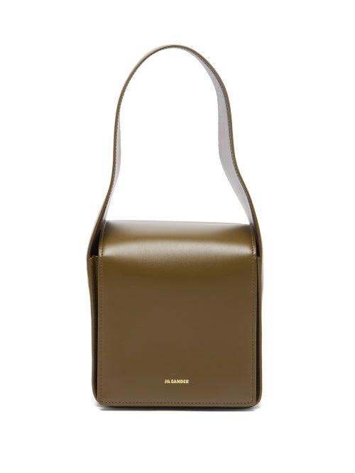Jil Sander - Structured Leather Shoulder Bag - Womens - Khaki